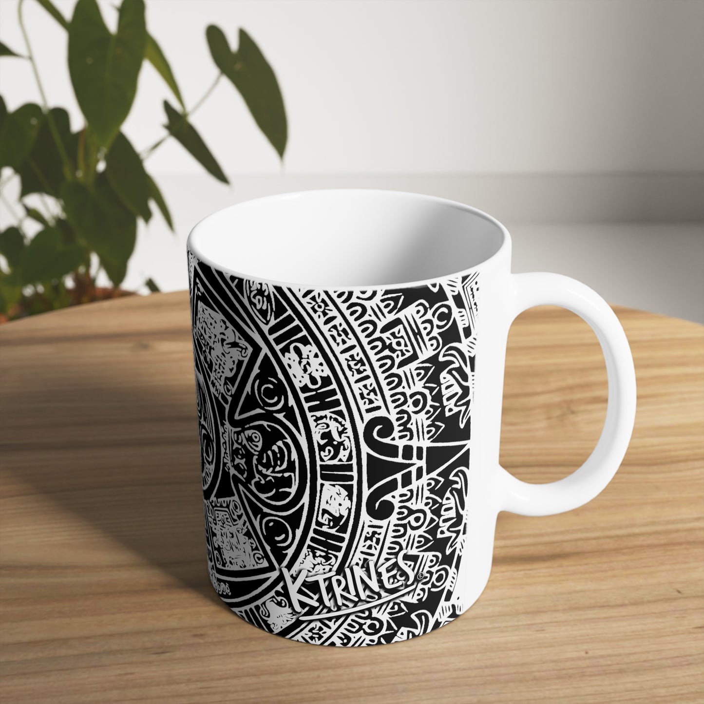Aztec Calendar #2 / White Ceramic Mug, 11oz and 15oz