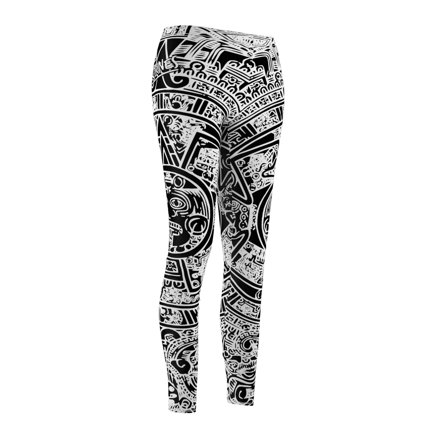 Aztec Calendar Art # 02/ Women's Cut & Sew Casual Leggings (AOP)