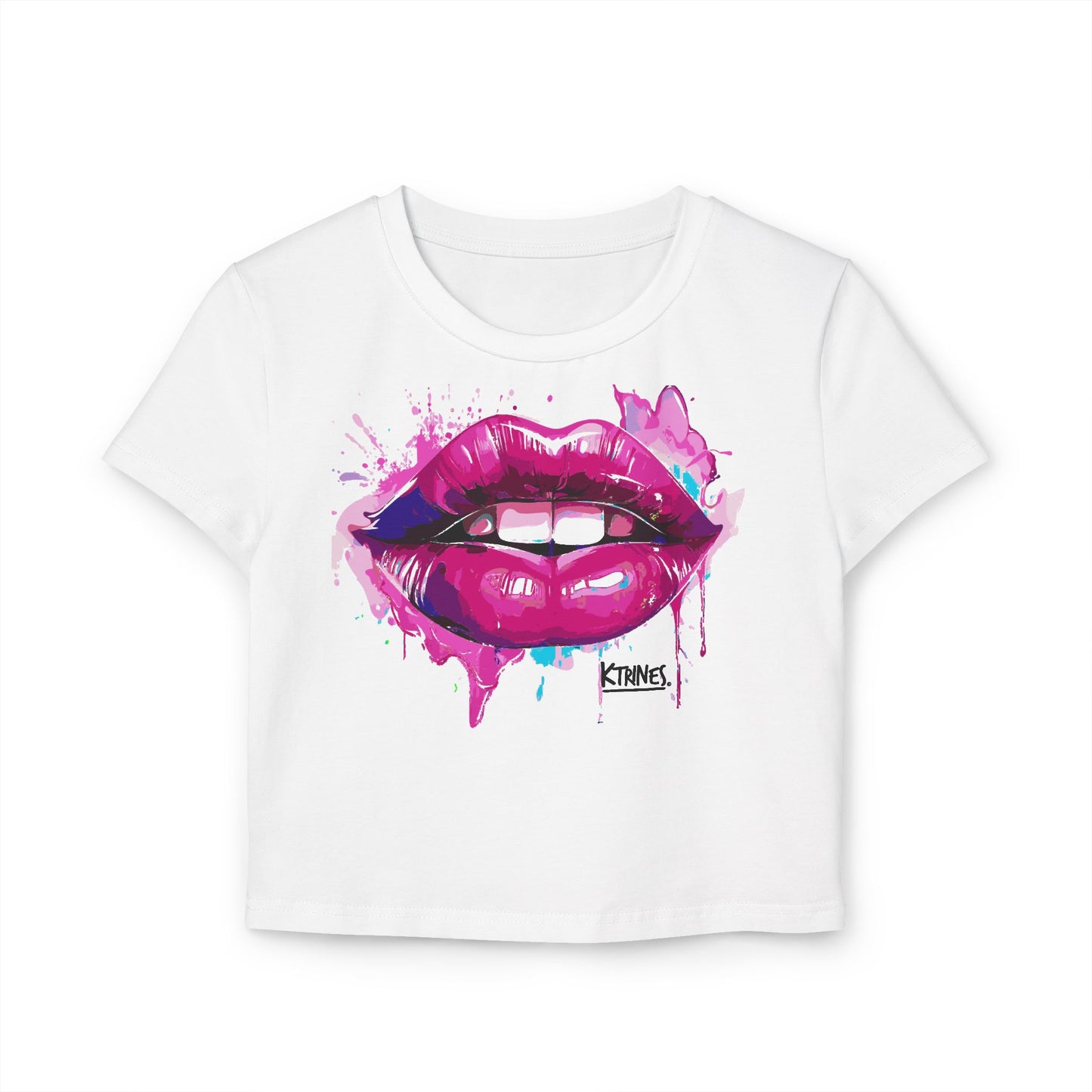 Colorful Lip Art Women's Baby Tee, Cool Summer Top, Trendy Gift for Her, Festival Wear, Cute Casual T-Shirt, Stylish Statement Piece