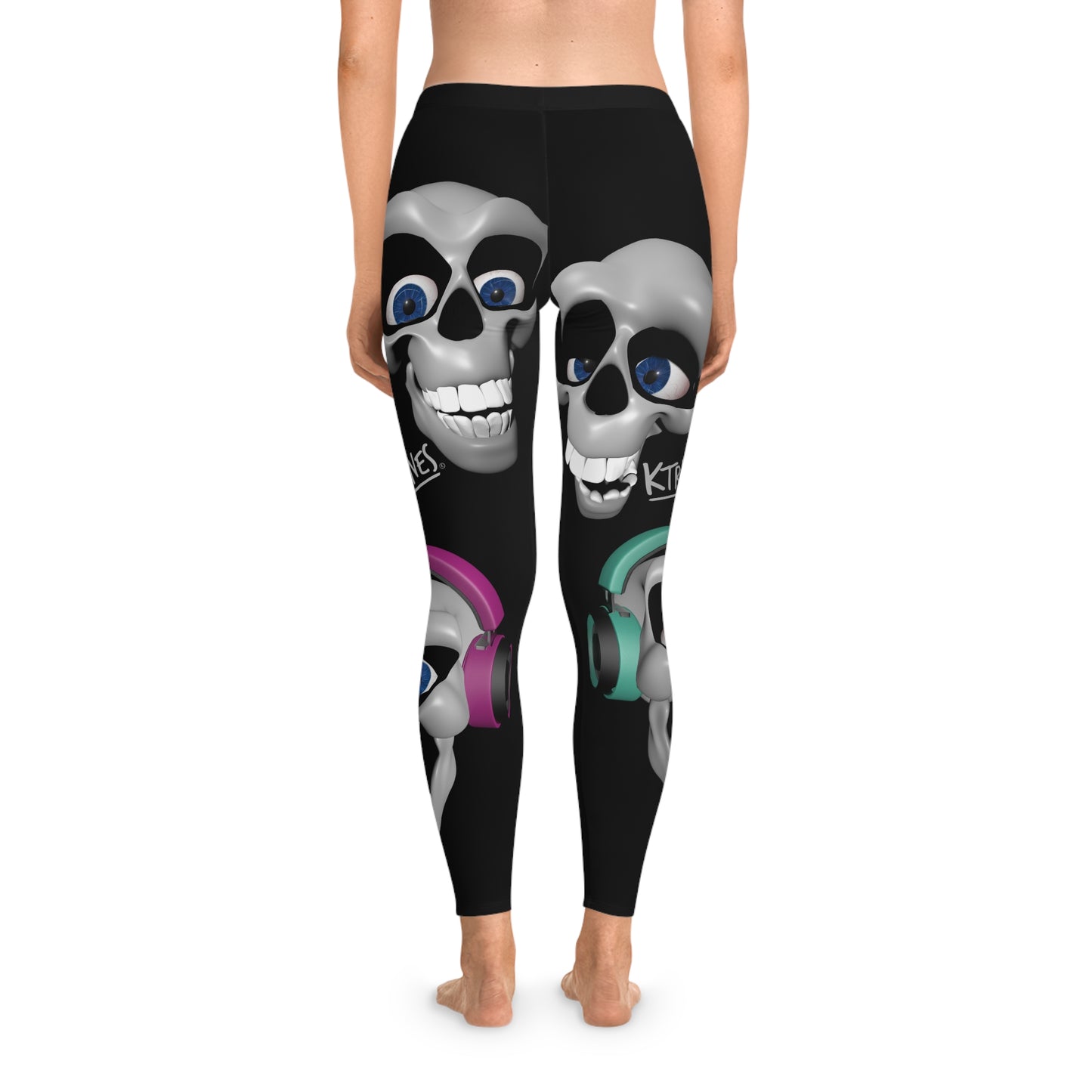 COLLAGE SKULL FACES # 2 / Stretchy Leggings (AOP)