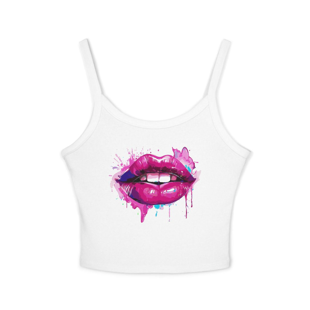 Vibrant Lip Art Tank Top, Women's Shirt, Summer Fashion, Casual Wear, Trendy Top, Vacation Outfit