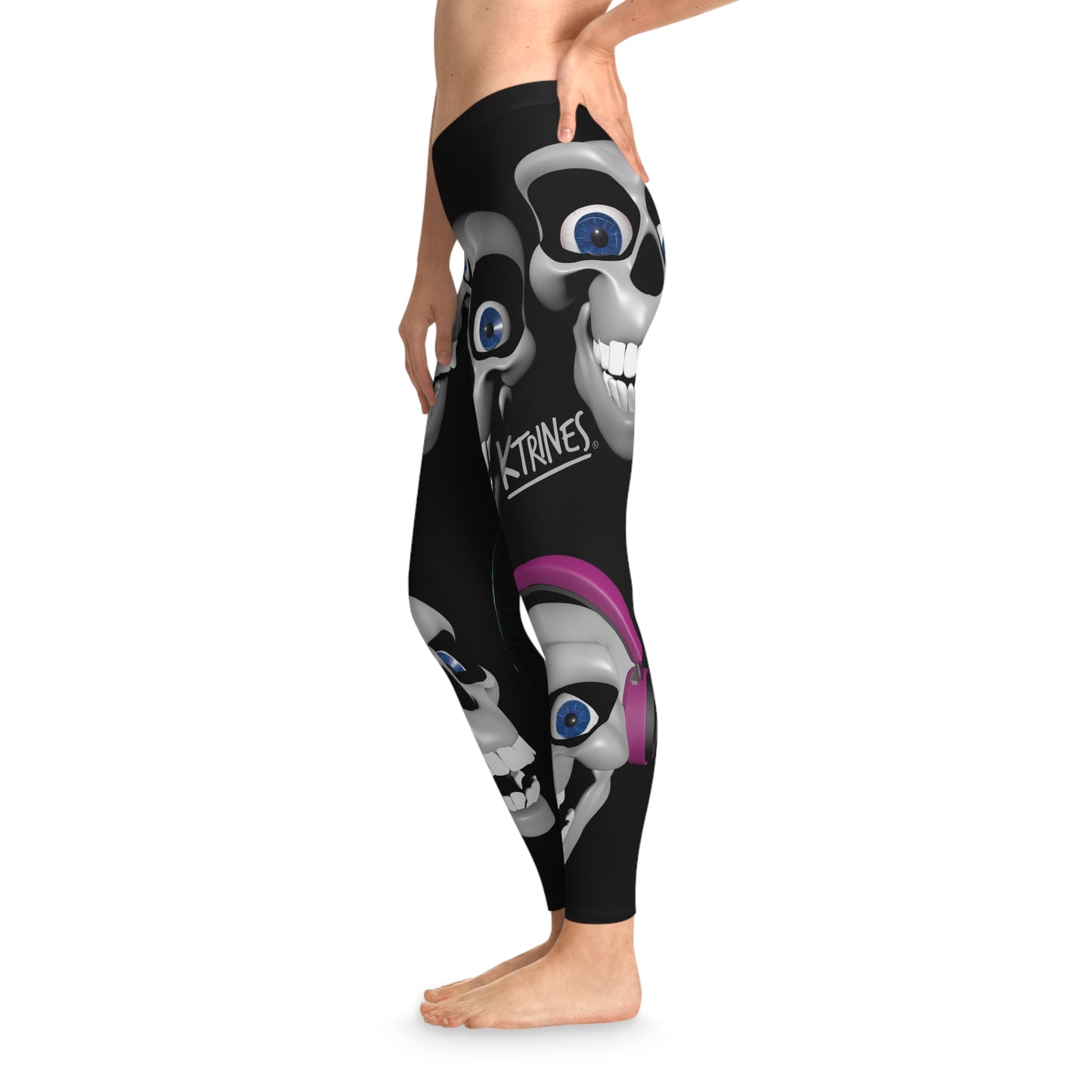 COLLAGE SKULL FACES # 2 / Stretchy Leggings (AOP)