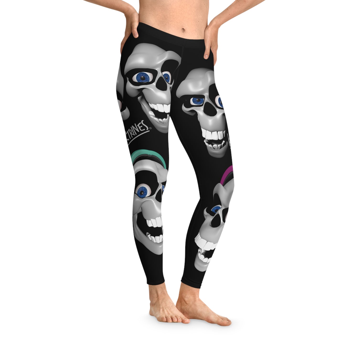 COLLAGE SKULL FACES # 2 / Stretchy Leggings (AOP)