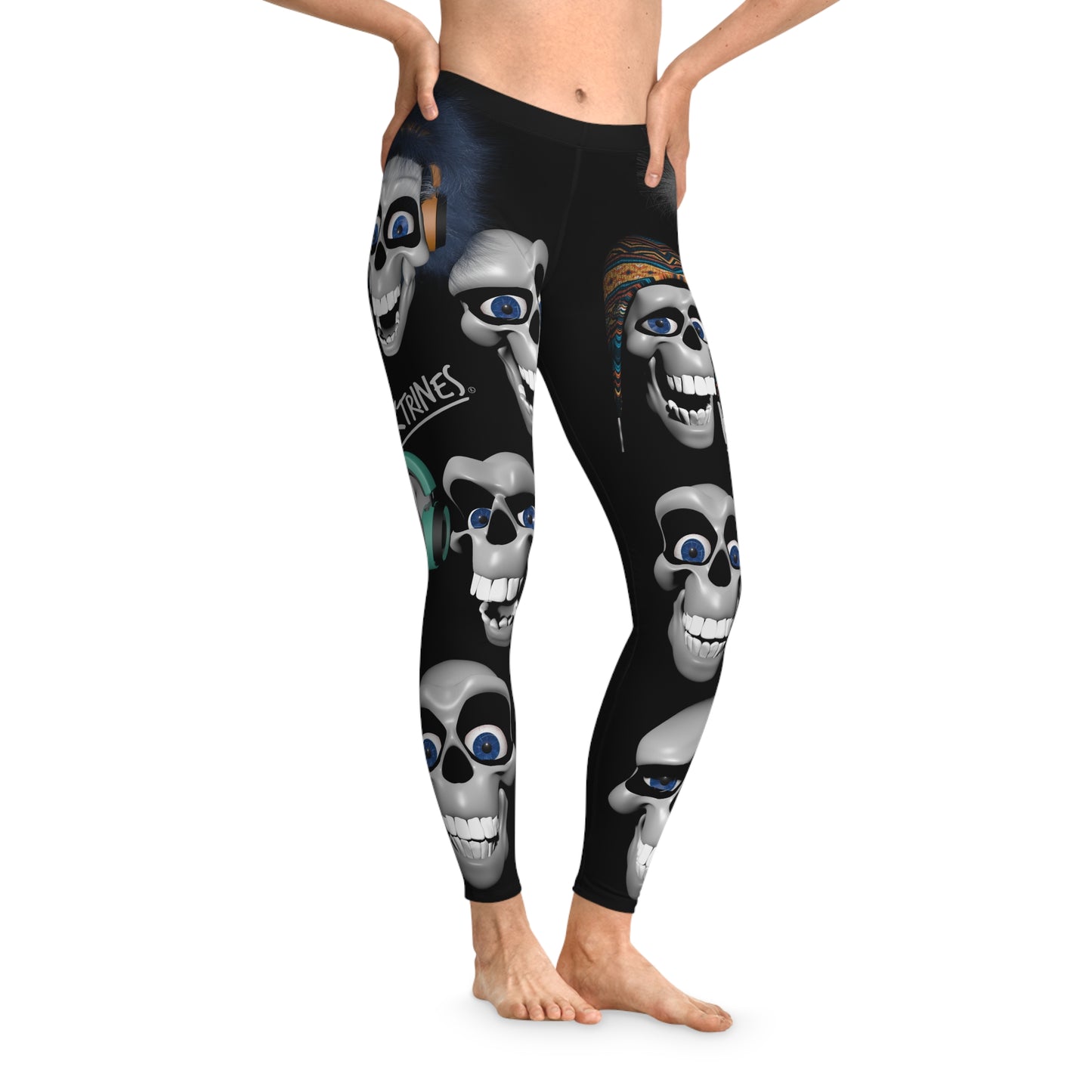 COLLAGE SKULL FACES # 1 / Stretchy Leggings (AOP)