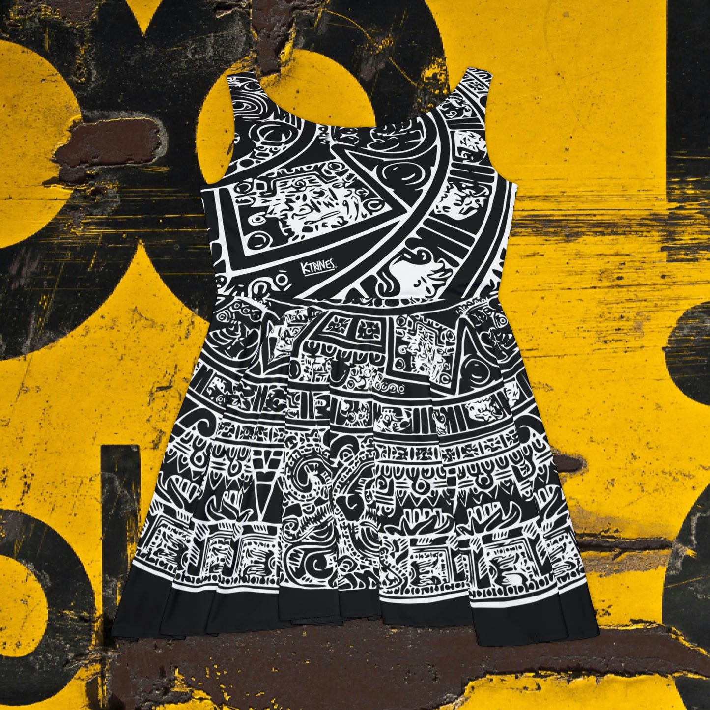 Aztec Art #B/W #2 / Women's Skater Dress (AOP)