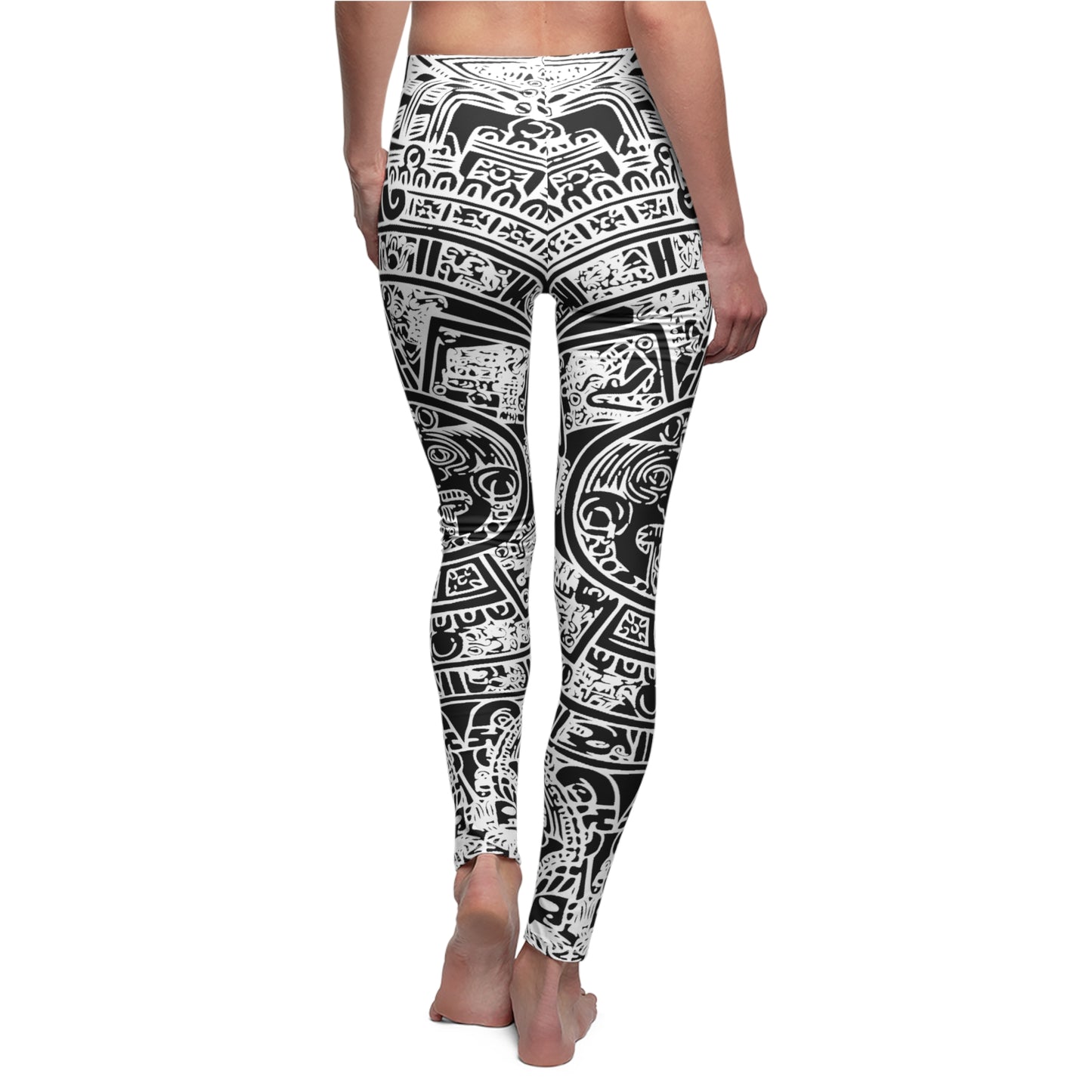 Aztec Calendar Art # 02/ Women's Cut & Sew Casual Leggings (AOP)