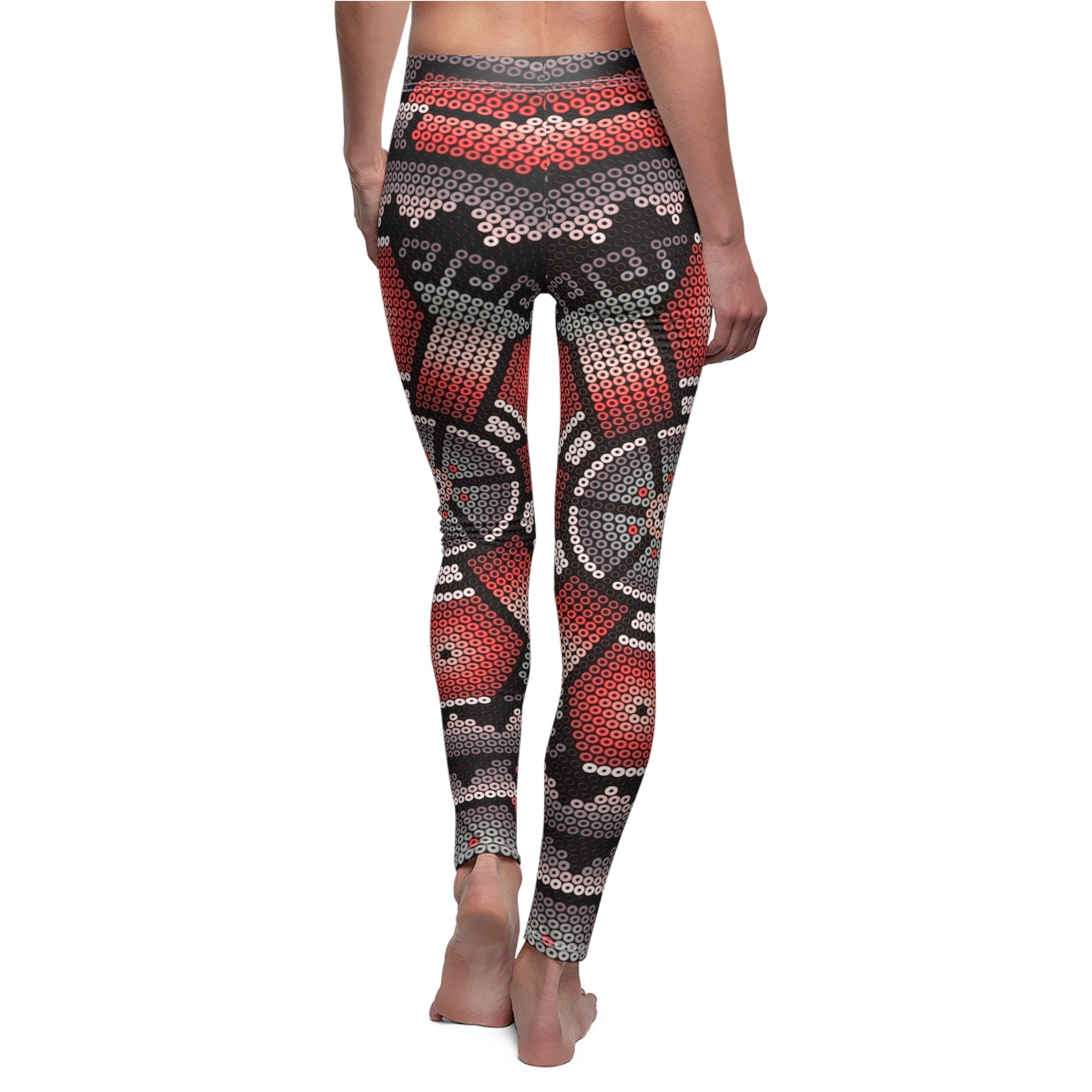 Huichol Art # 08 / Women's Cut & Sew Casual Leggings (AOP)