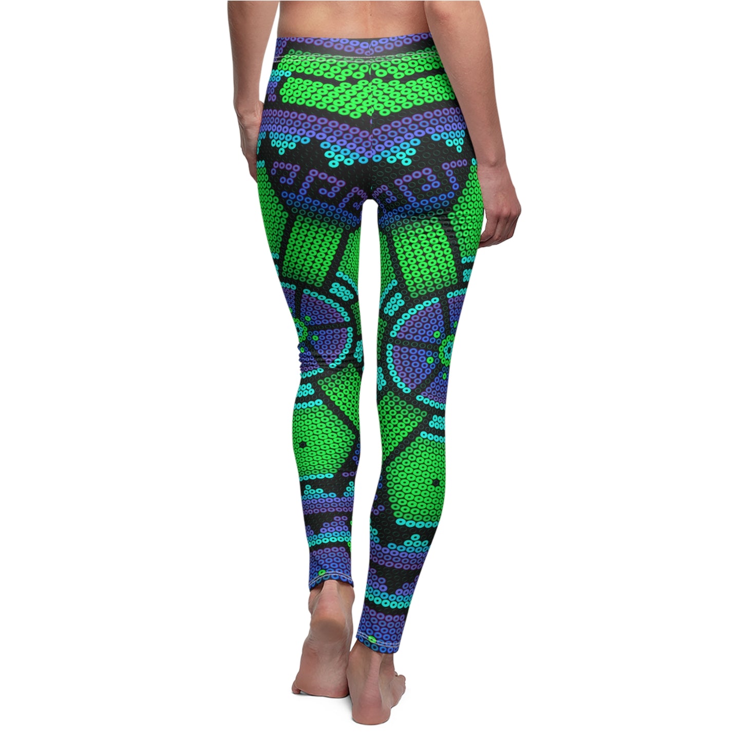 Huichol Art # 03 / Women's Cut & Sew Casual Leggings (AOP)