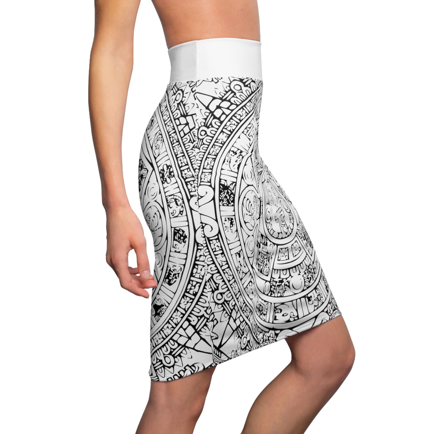 Aztec Art B/W # 1 / Women's Pencil Skirt (AOP)