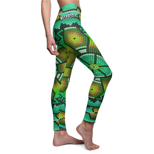 Huichol Art # 06 / Women's Cut & Sew Casual Leggings (AOP)