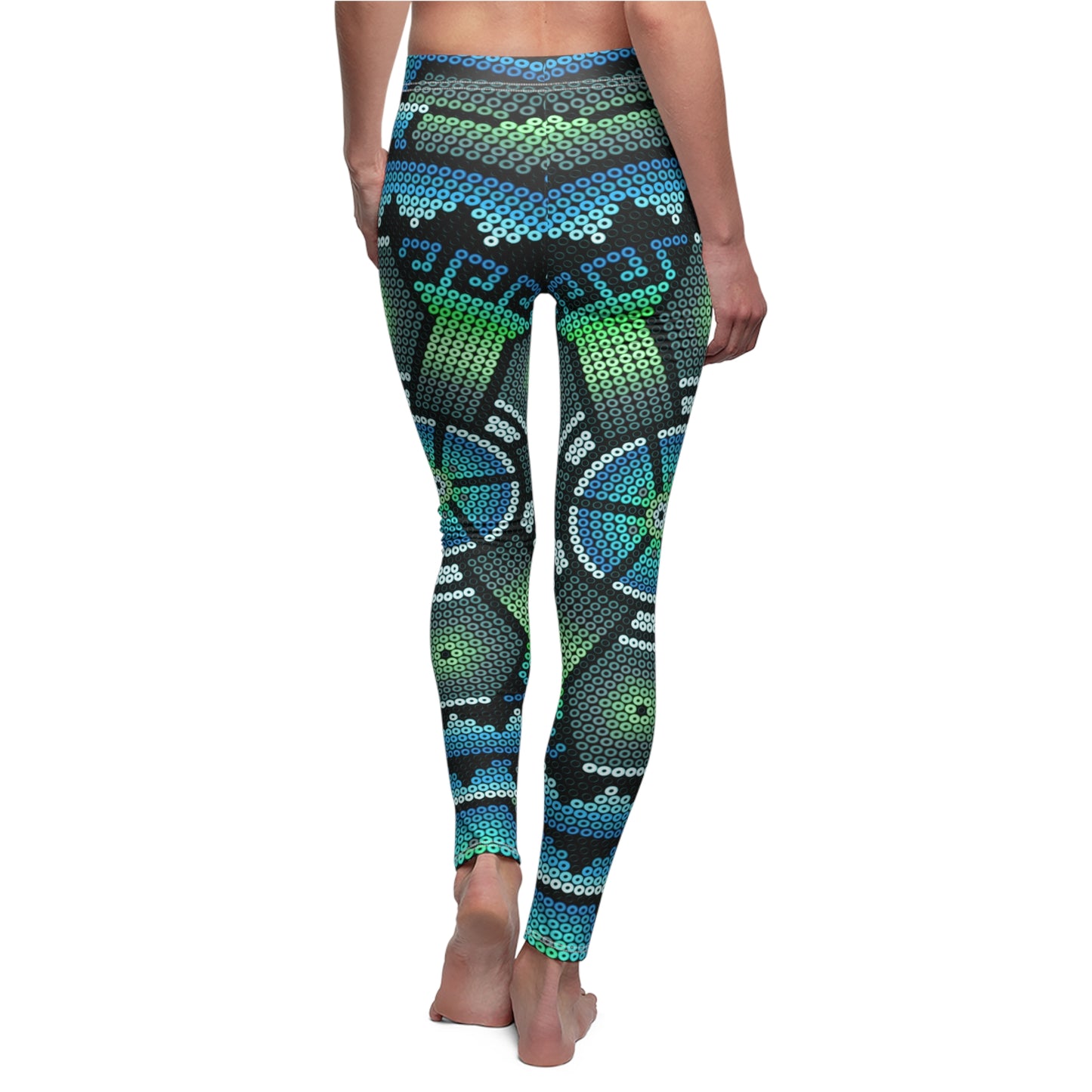 Huichol Art # 11 / Women's Cut & Sew Casual Leggings (AOP)