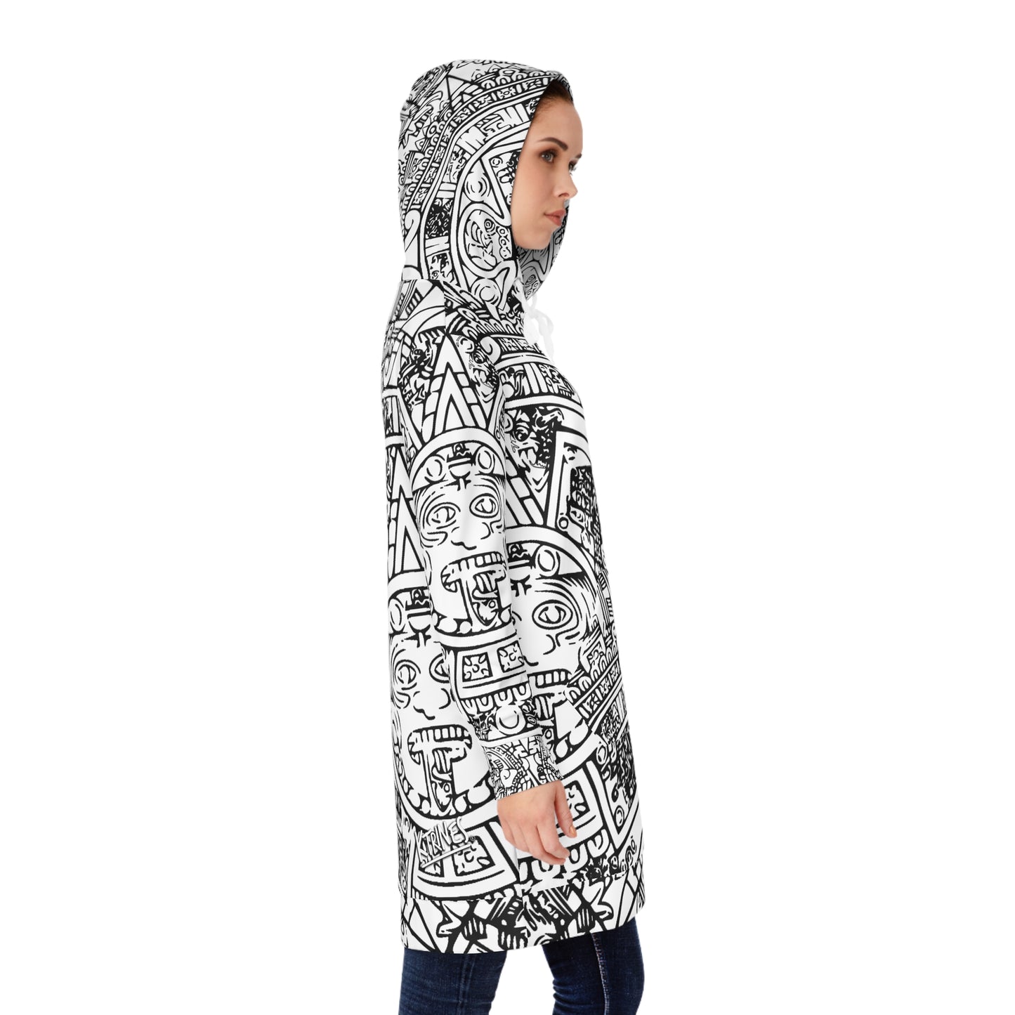 Aztec Art B/W # 2 / Women's Hoodie Dress (AOP)