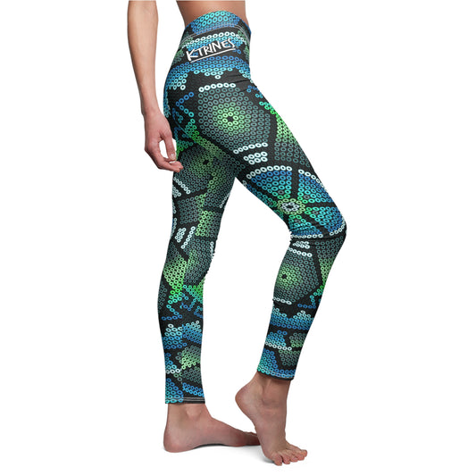 Huichol Art # 11 / Women's Cut & Sew Casual Leggings (AOP)