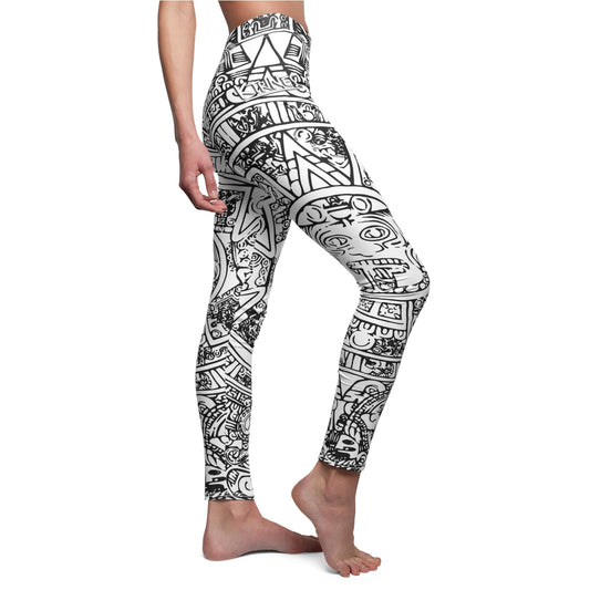 Aztec Calendar Art # 01 / Women's Cut & Sew Casual Leggings (AOP)