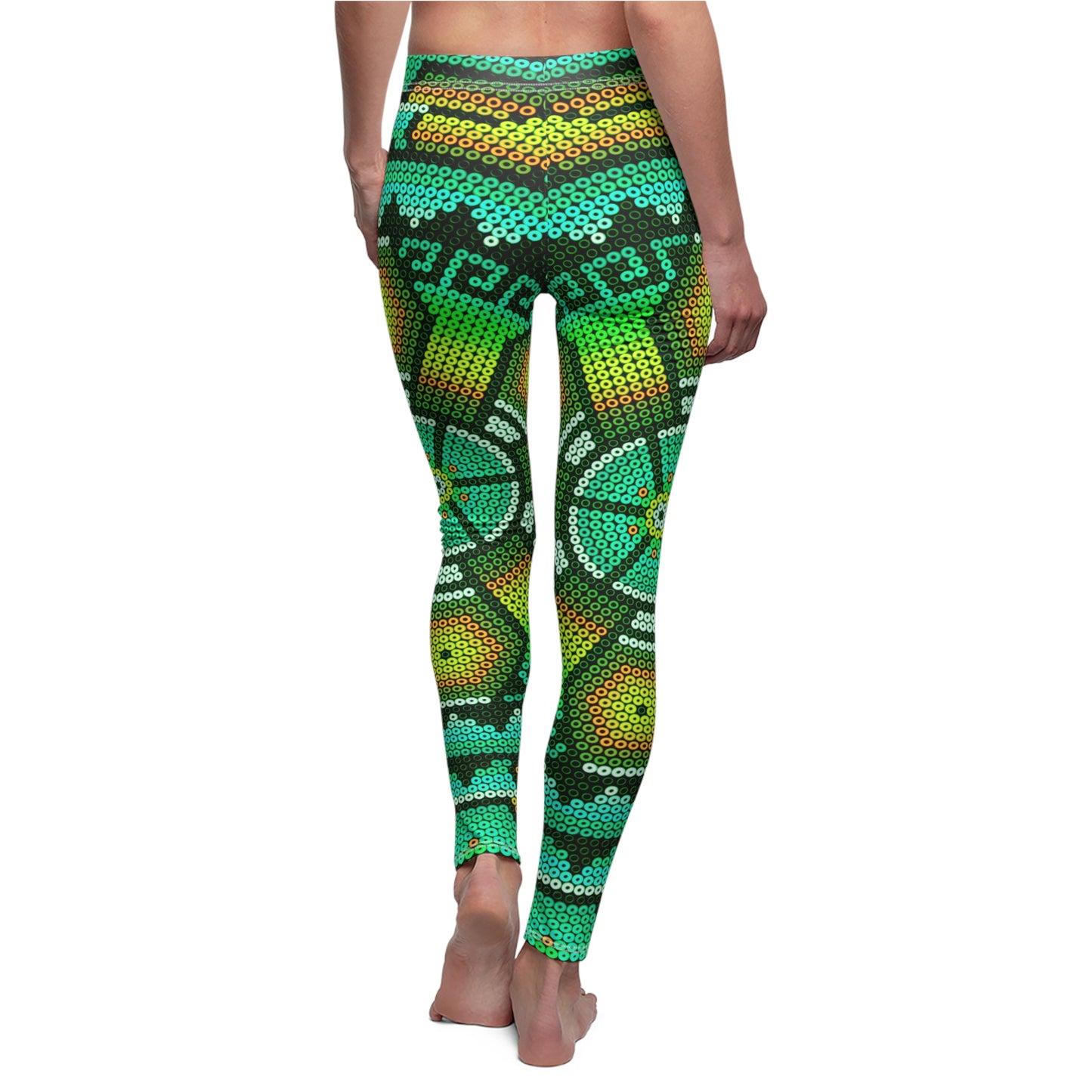 Huichol Art # 06 / Women's Cut & Sew Casual Leggings (AOP)