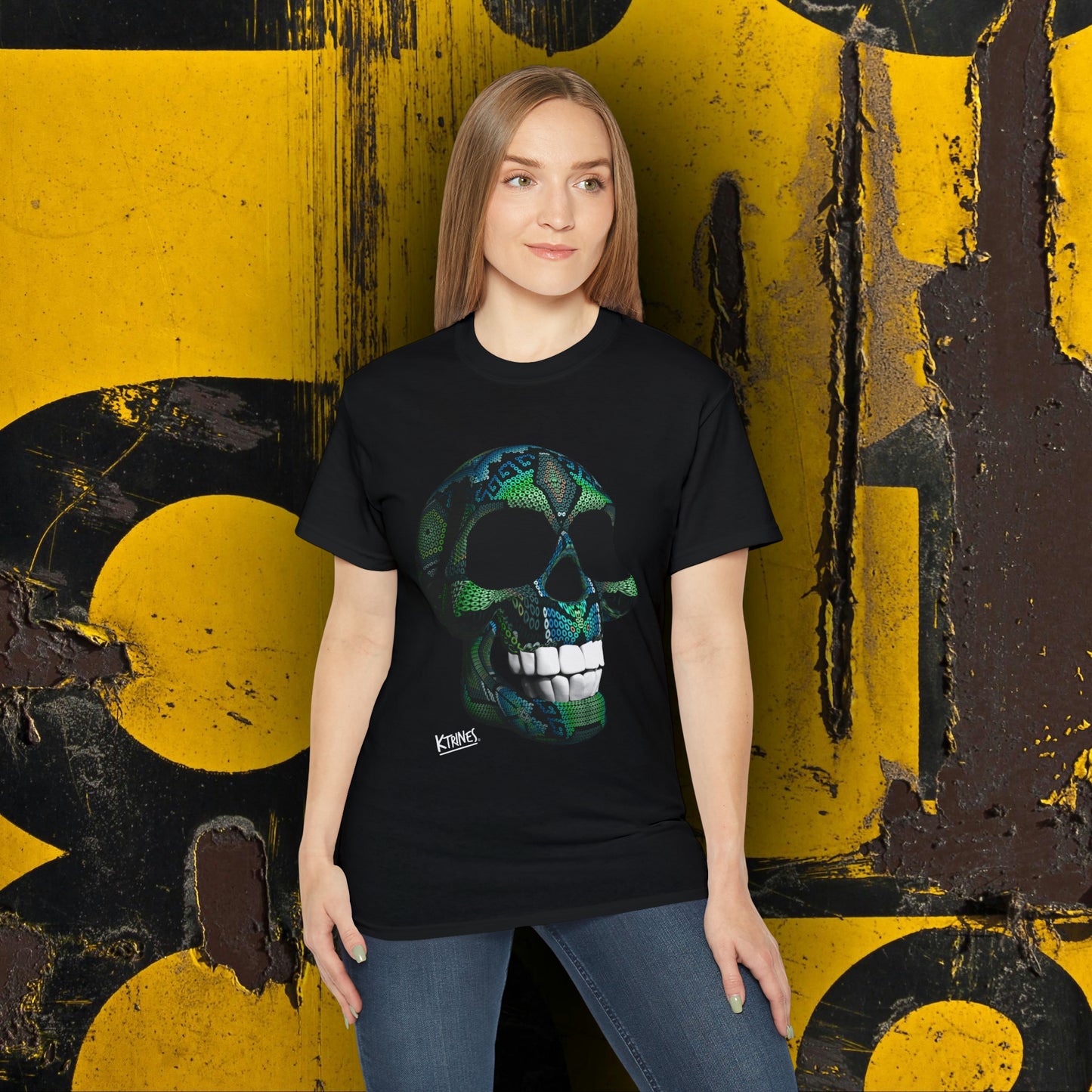 Huichol Art Skull # 19 / Unisex Ultra Cotton Tee