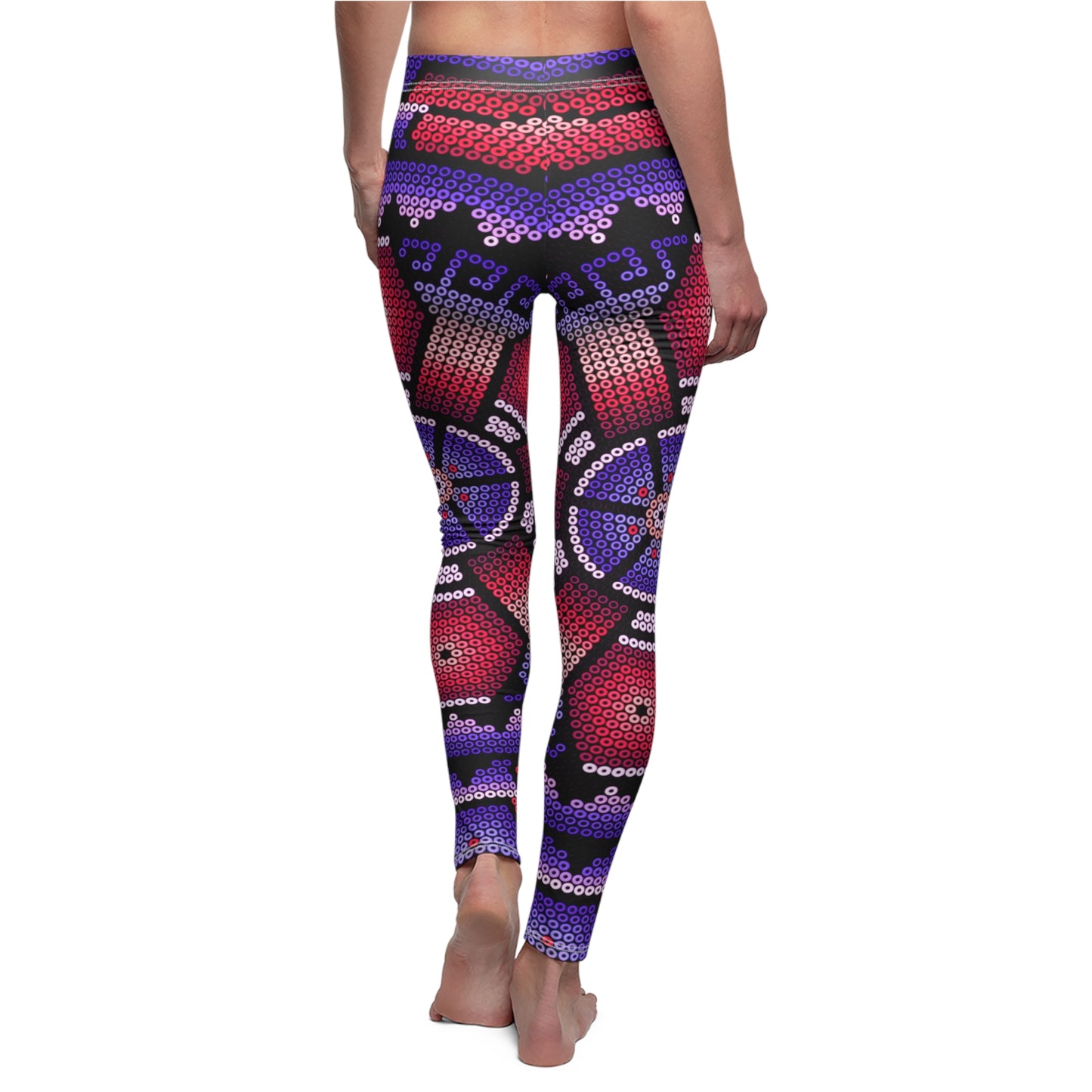 Huichol Art # 12 / Women's Cut & Sew Casual Leggings (AOP)