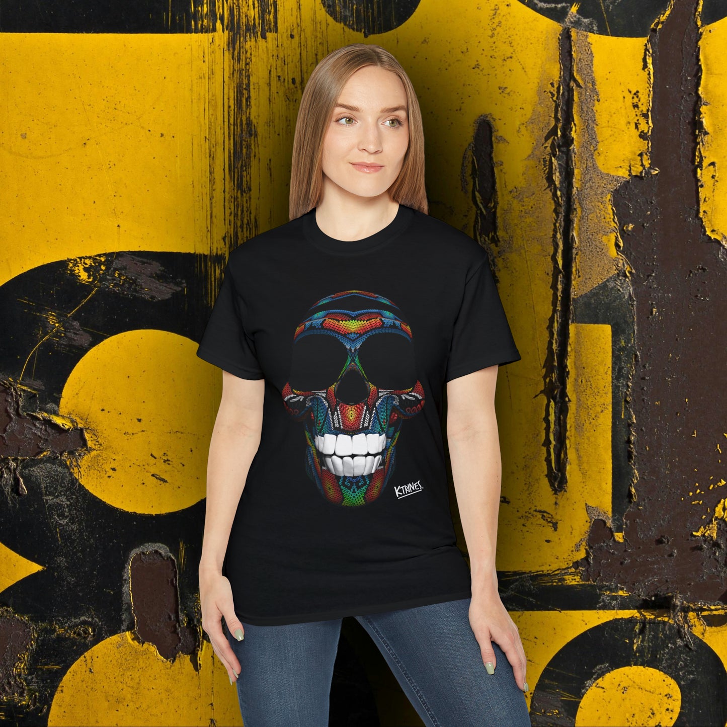 Huichol Art Skull # 8 / Unisex Ultra Cotton Tee