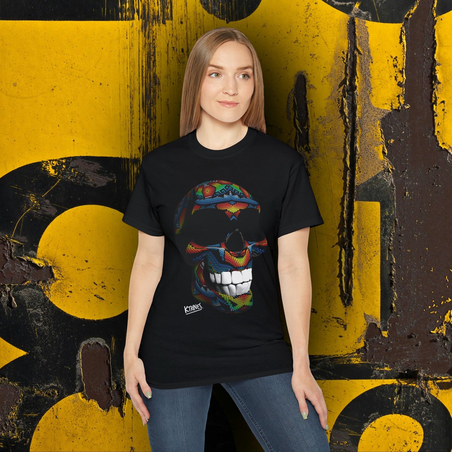 Huichol Art Skull # 14 / Unisex Ultra Cotton Tee