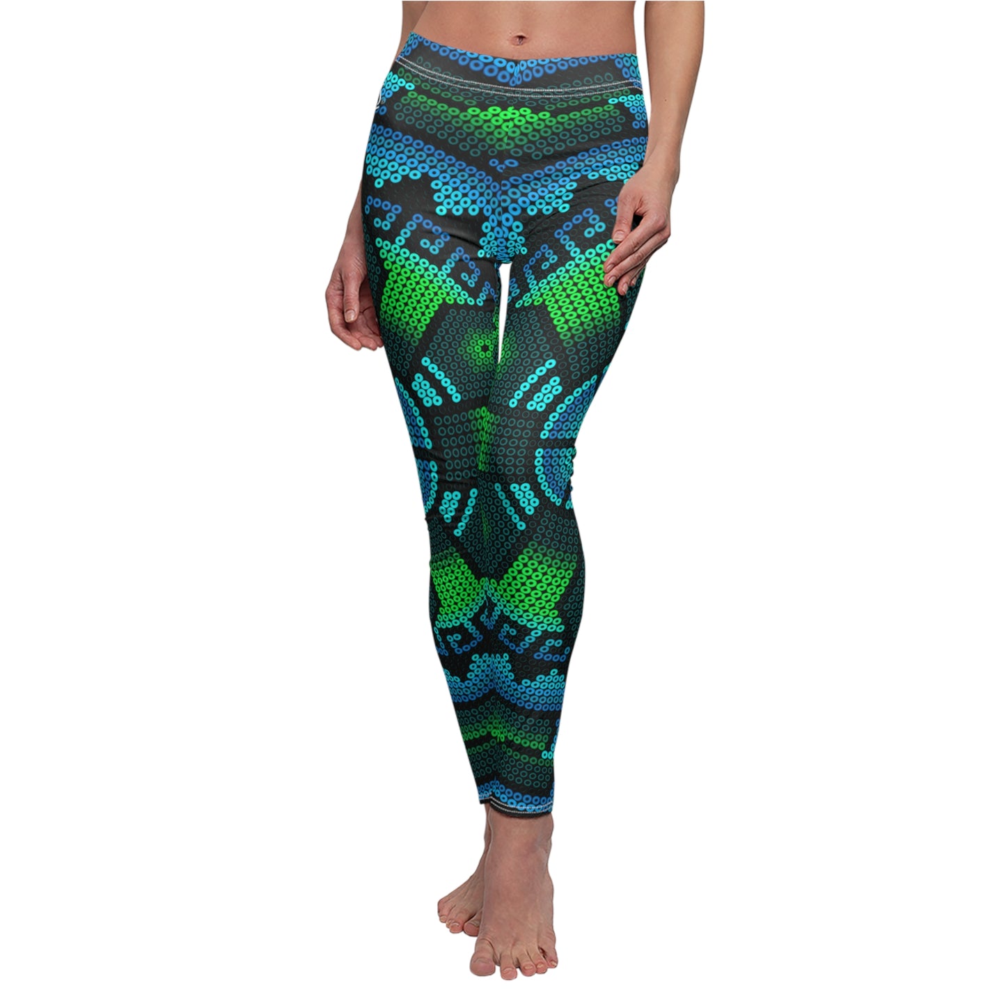 Huichol Art # 04 / Women's Cut & Sew Casual Leggings (AOP)