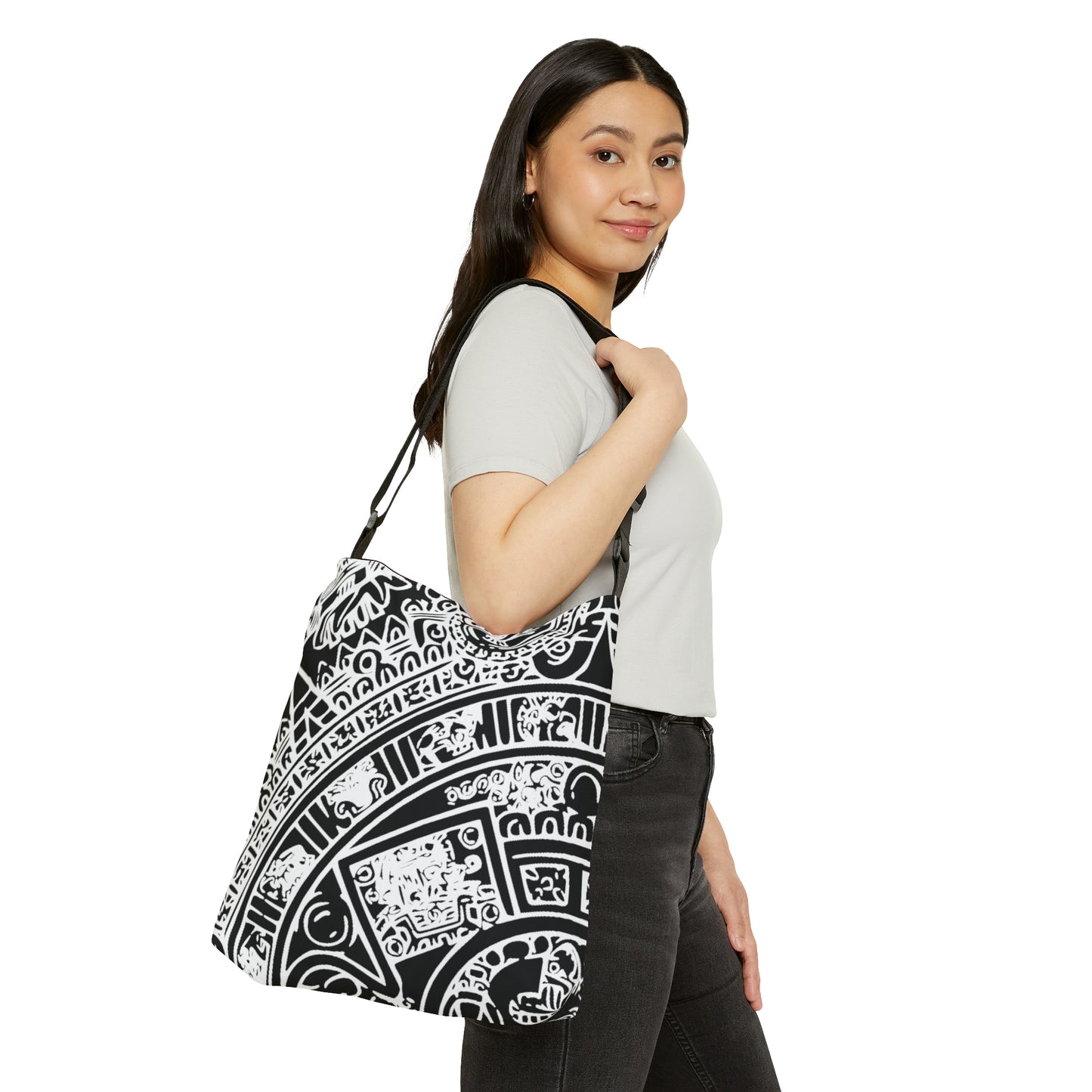 Aztec Calendar Art # 2 / Adjustable Tote Bag (AOP)