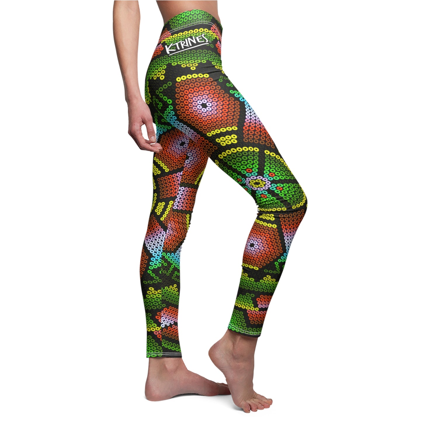 Huichol Art # 01 / Women's Cut & Sew Casual Leggings (AOP)