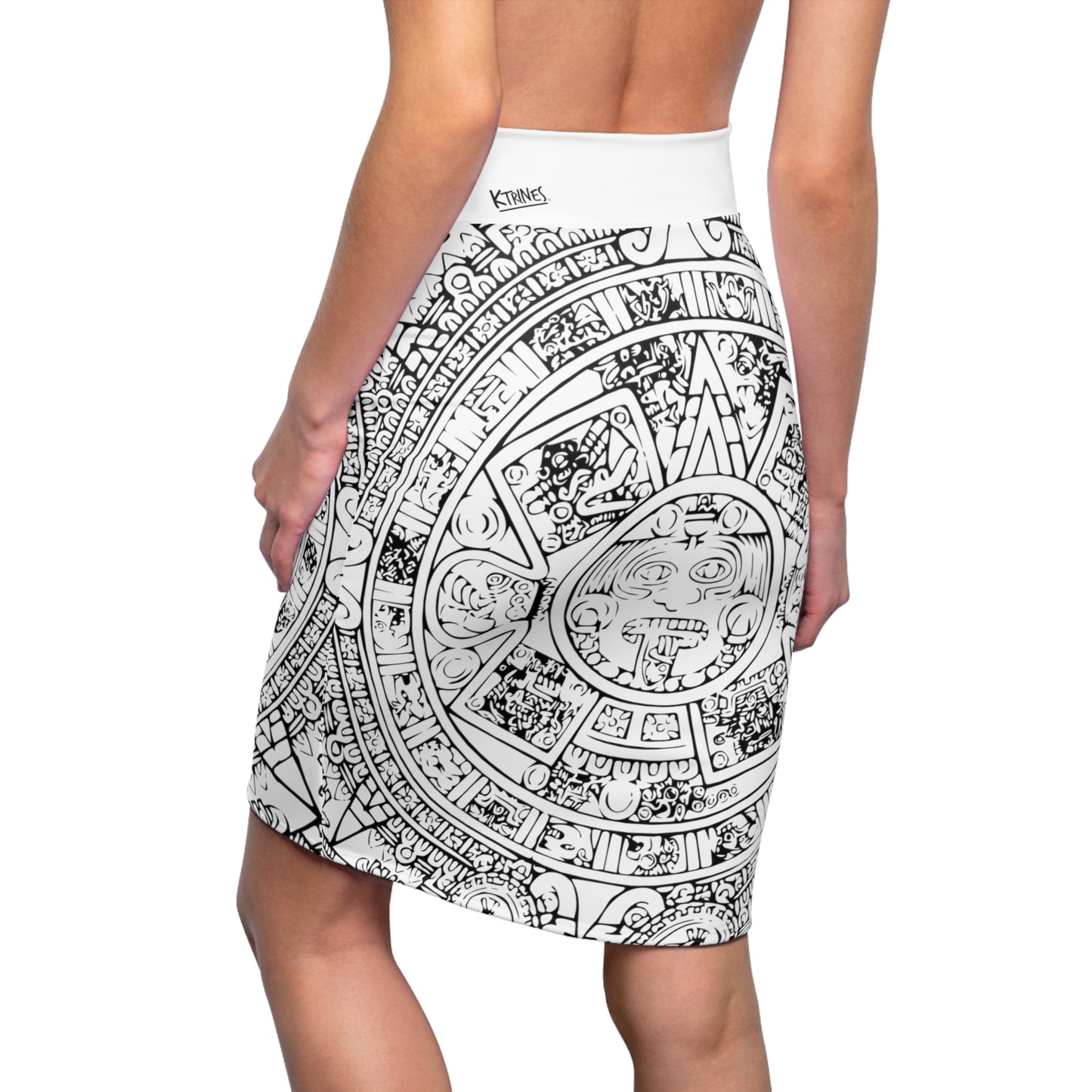 Aztec Art B/W # 1 / Women's Pencil Skirt (AOP)