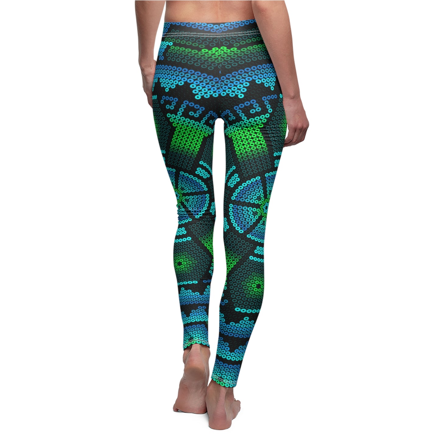 Huichol Art # 04 / Women's Cut & Sew Casual Leggings (AOP)