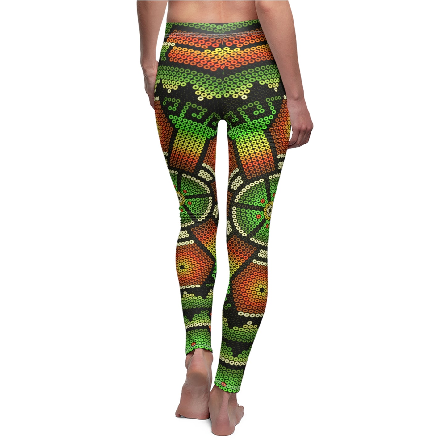 Huichol Art # 09 / Women's Cut & Sew Casual Leggings (AOP)