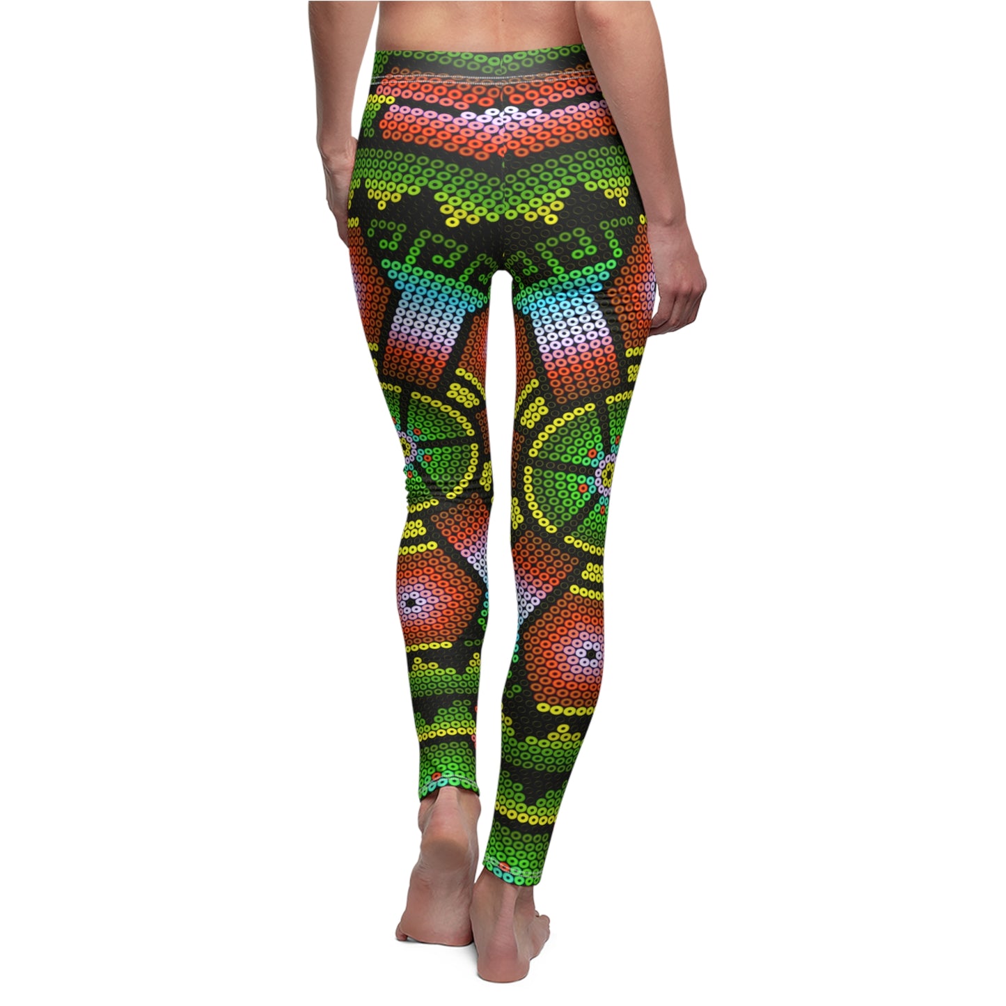 Huichol Art # 01 / Women's Cut & Sew Casual Leggings (AOP)