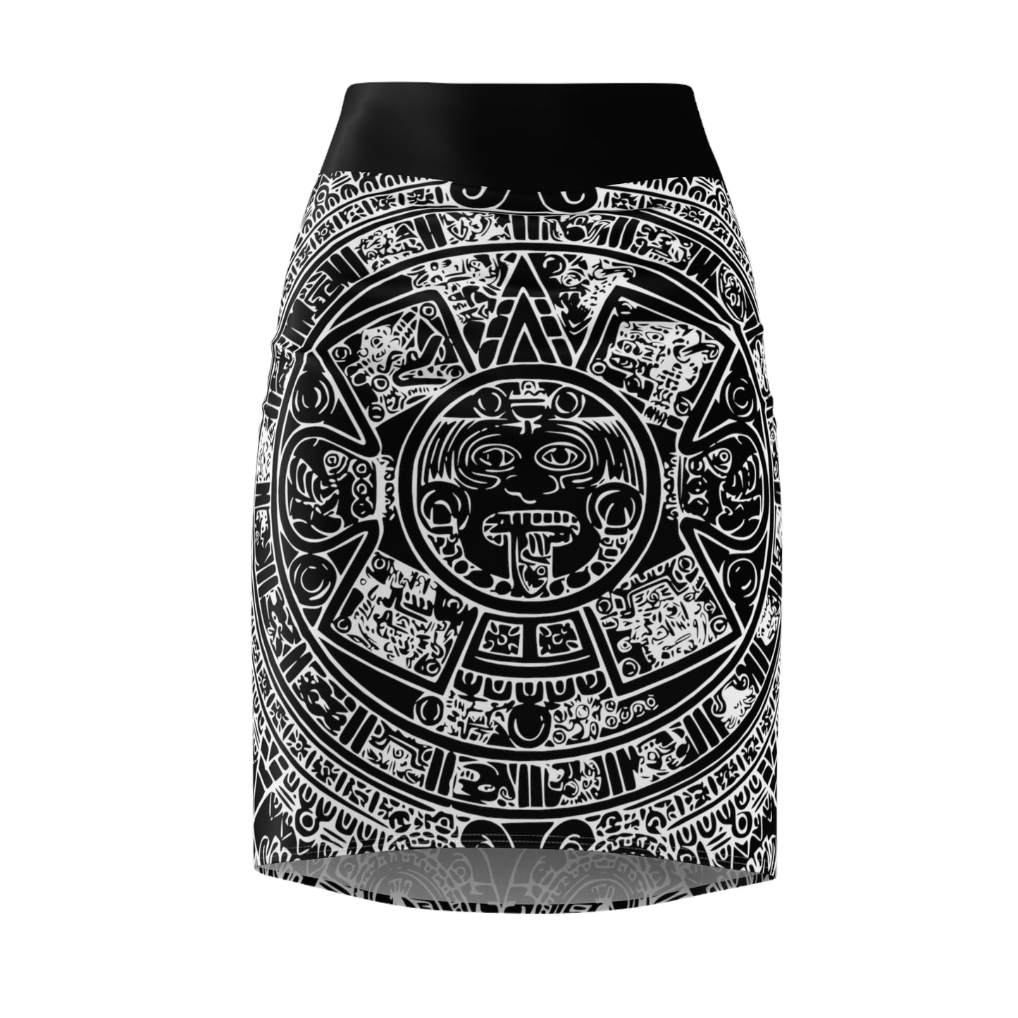 Aztec Art B/W # 2 / Women's Pencil Skirt (AOP)