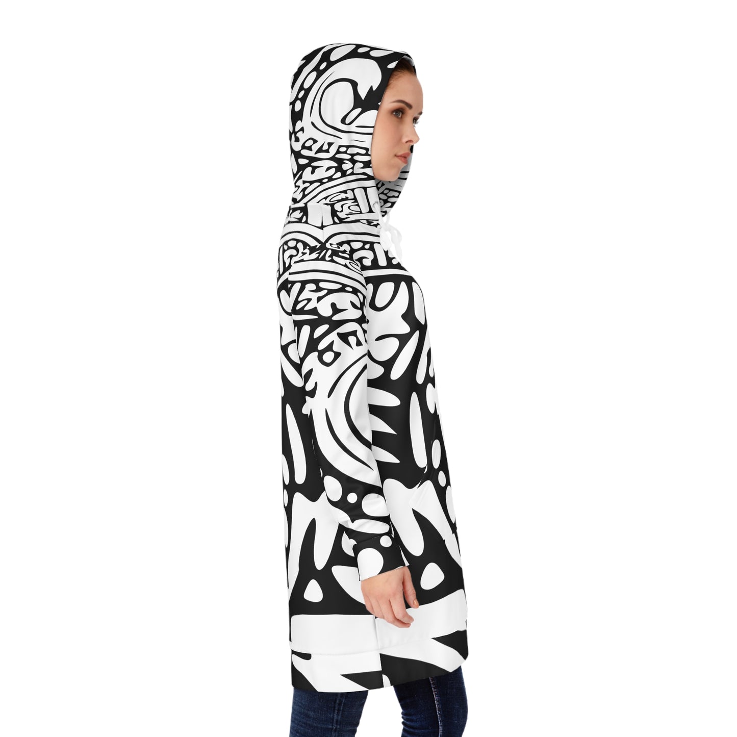 Aztec Art B/W # 1 / Women's Hoodie Dress (AOP)