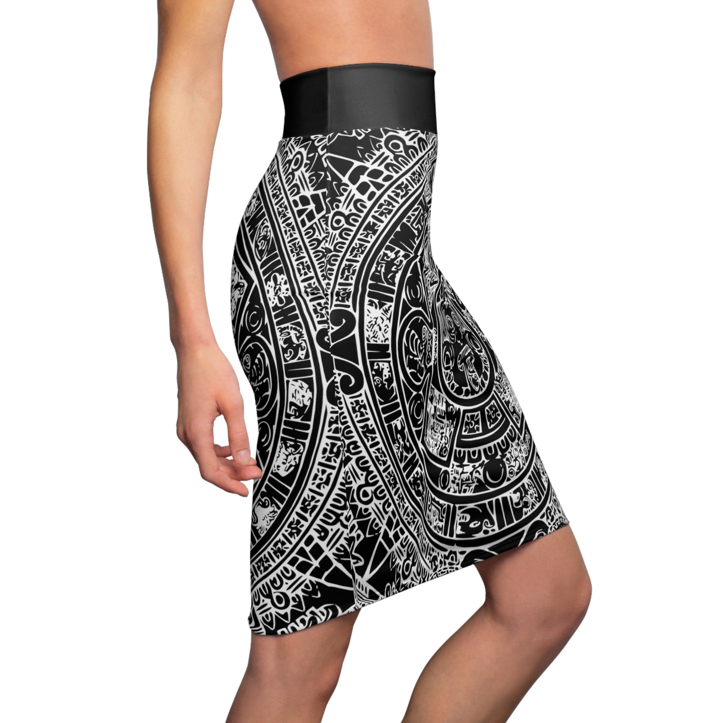 Aztec Art B/W # 2 / Women's Pencil Skirt (AOP)