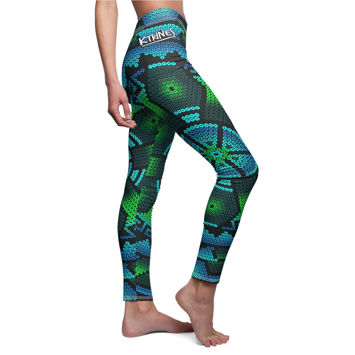 Huichol Art # 04 / Women's Cut & Sew Casual Leggings (AOP)