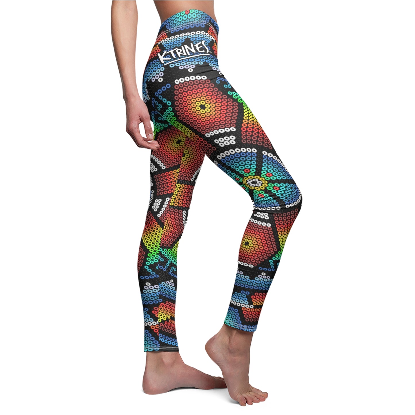 Huichol Art # 13 / Women's Cut & Sew Casual Leggings (AOP)