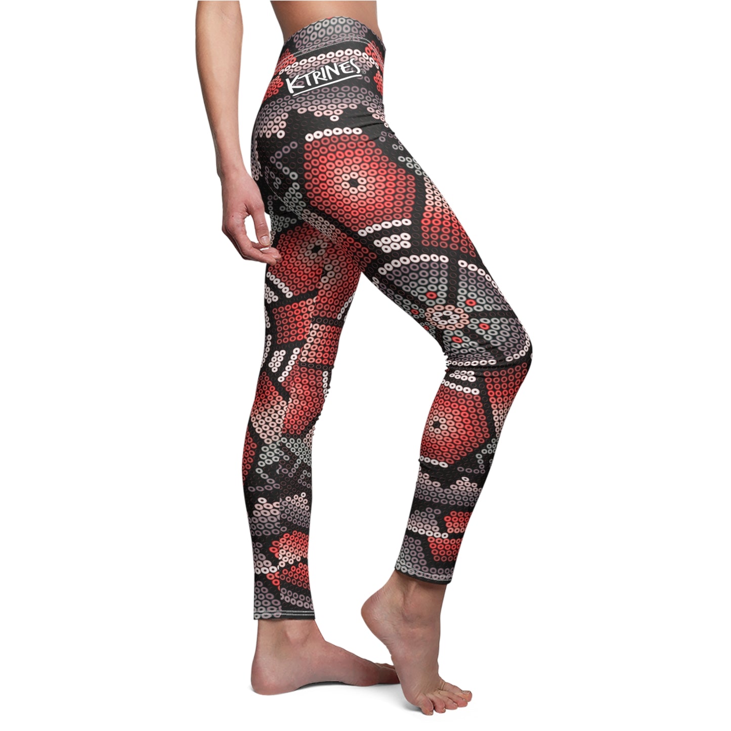 Huichol Art # 08 / Women's Cut & Sew Casual Leggings (AOP)