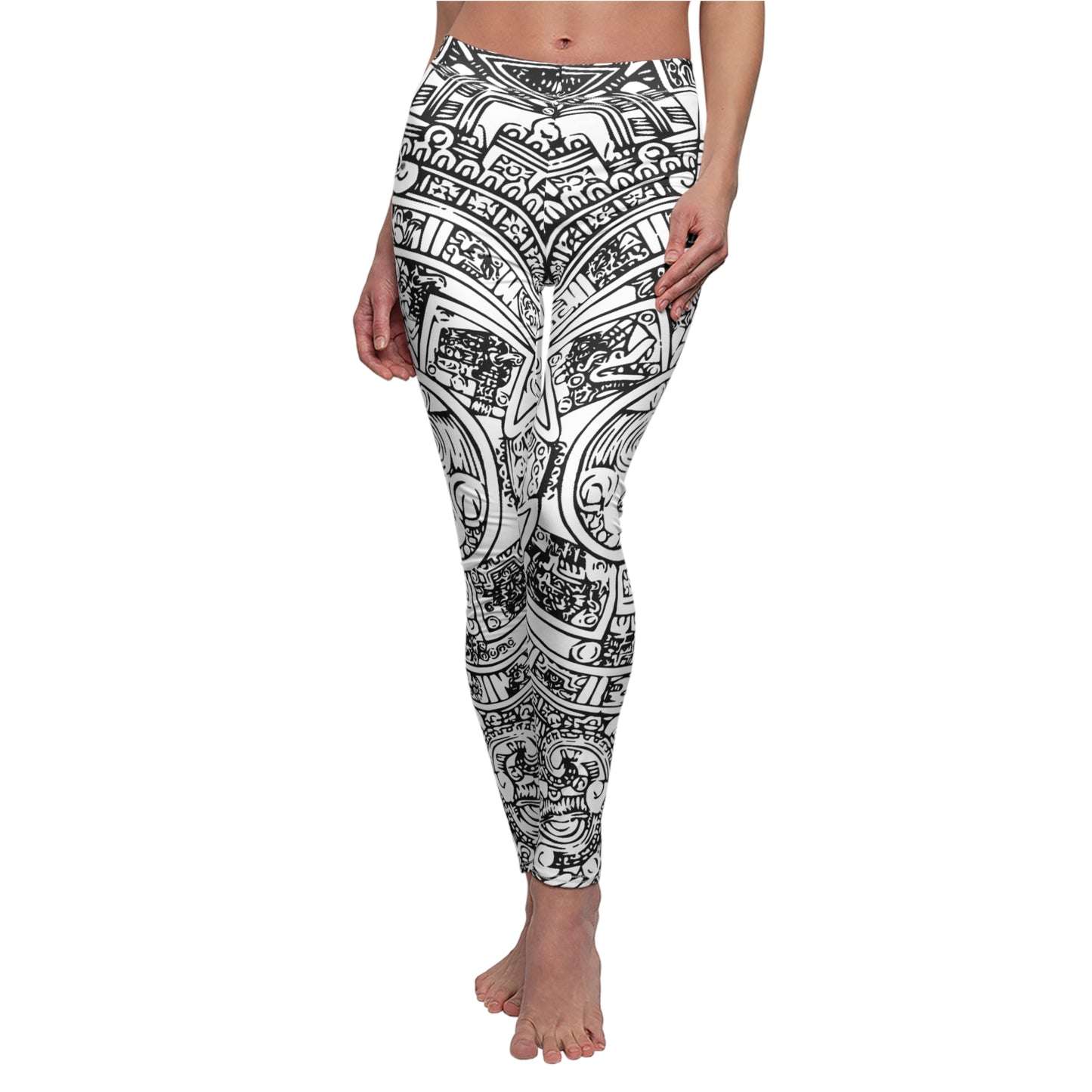 Aztec Calendar Art # 01 / Women's Cut & Sew Casual Leggings (AOP)