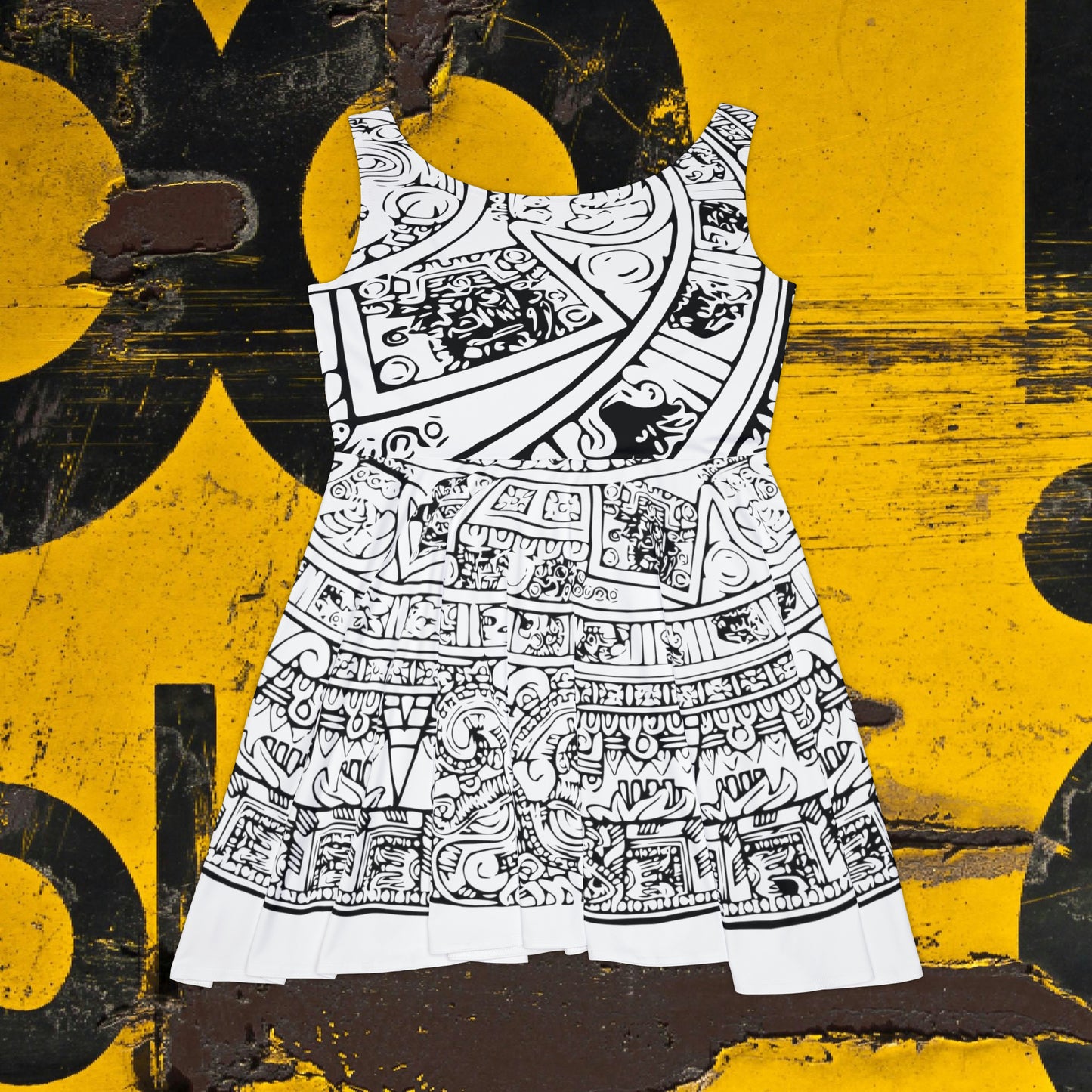 Aztec Art #B/W  #1 / Women's Skater Dress (AOP)