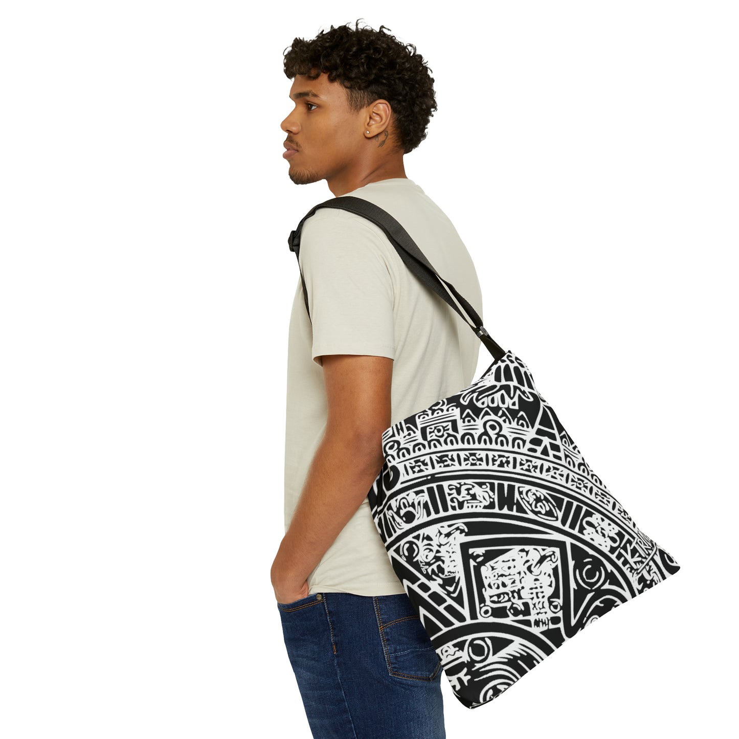 Aztec Calendar Art # 2 / Adjustable Tote Bag (AOP)