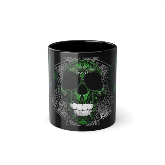 Huichol Art Skull # 1/ Black Coffee Cup, 11oz