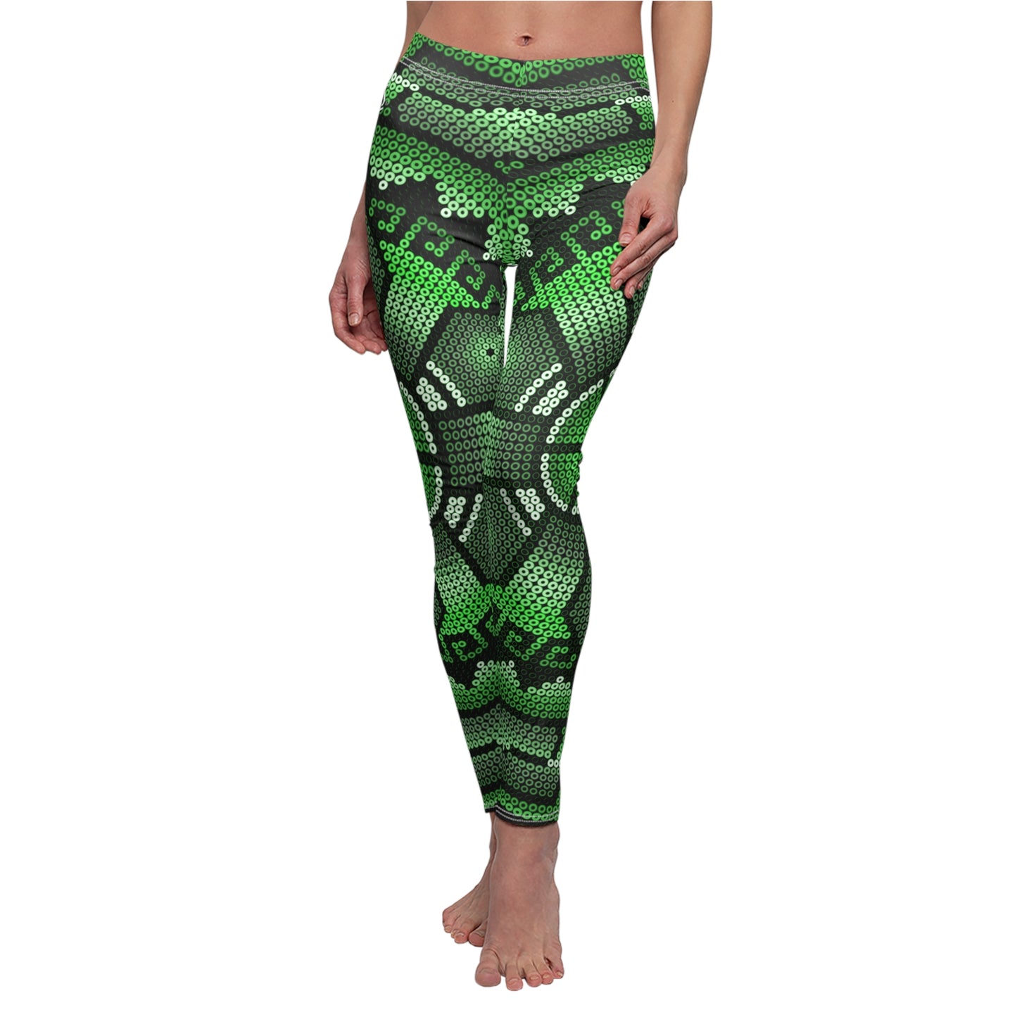 Huichol Art # 07 / Women's Cut & Sew Casual Leggings (AOP)