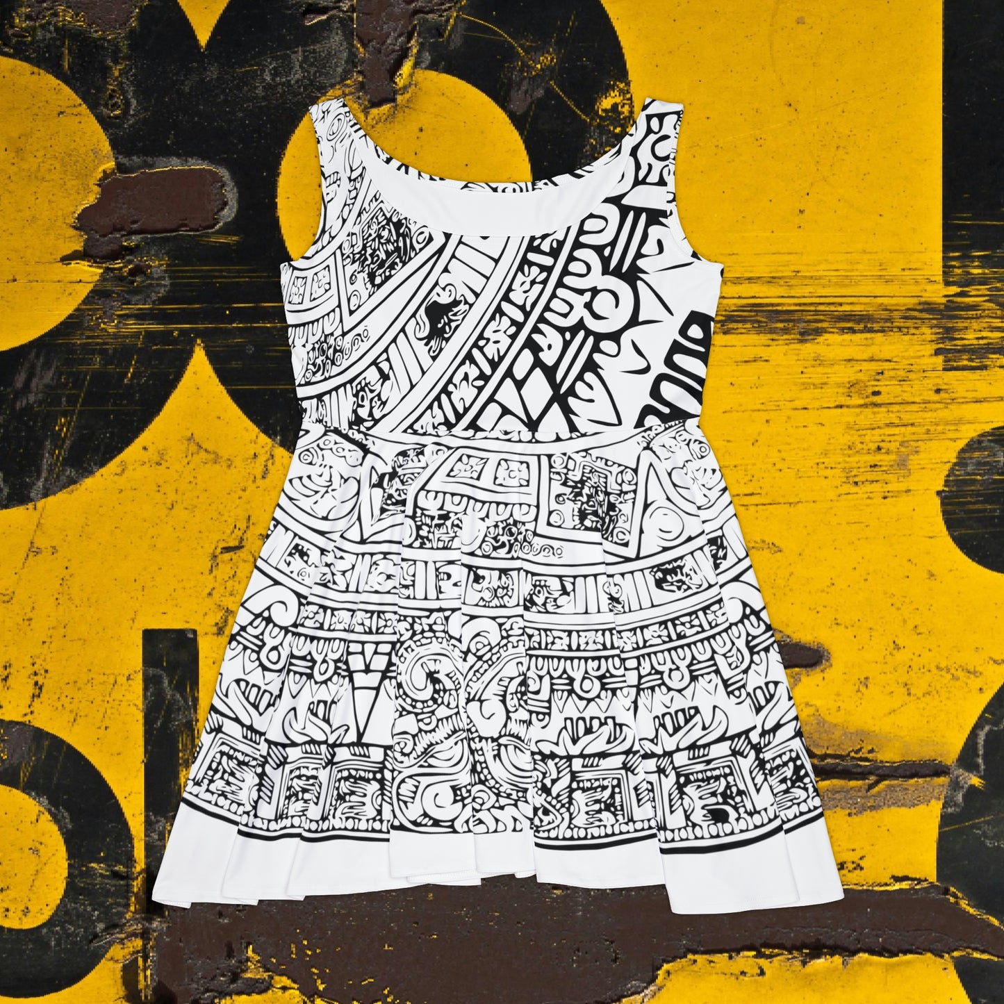 Aztec Art #B/W  #1 / Women's Skater Dress (AOP)