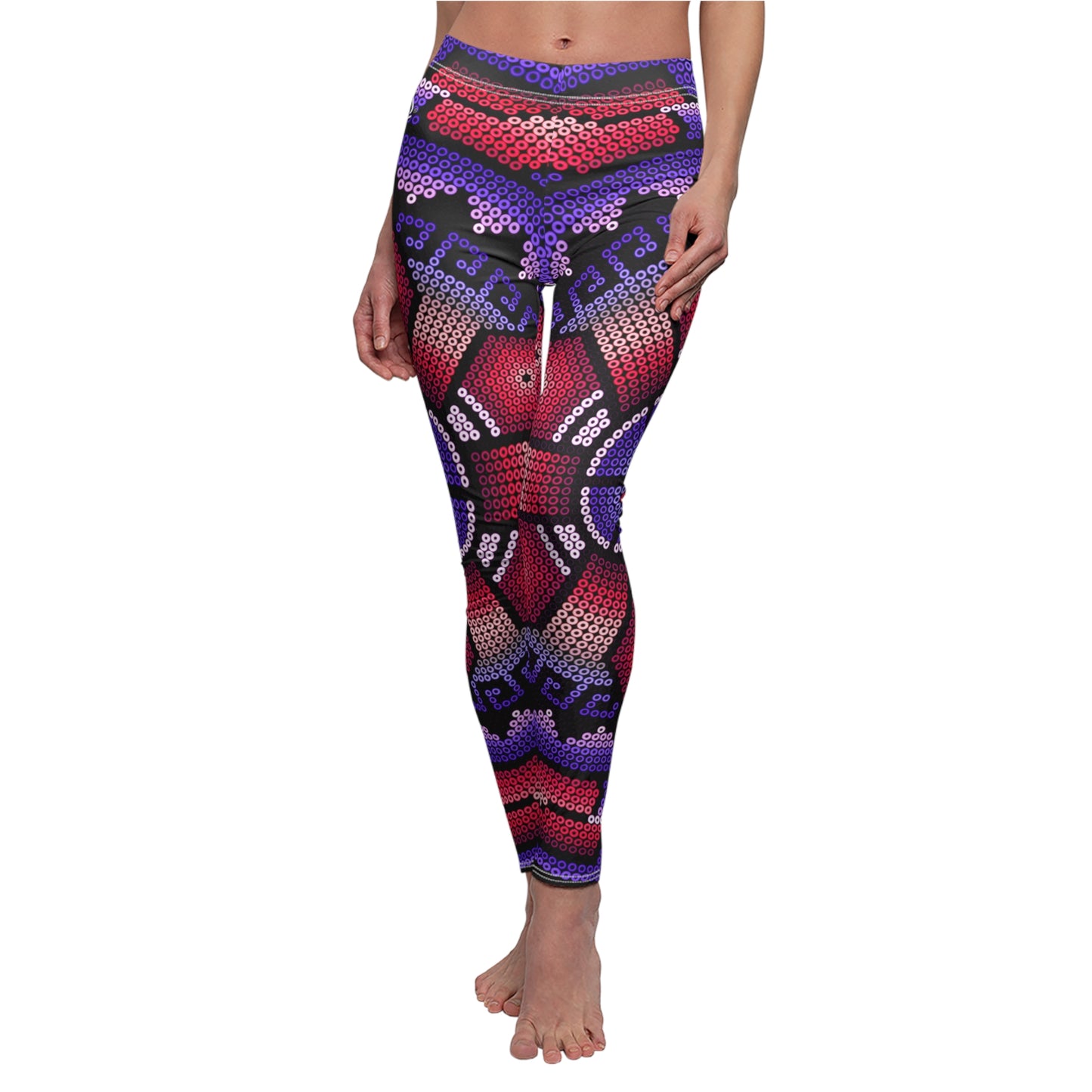 Huichol Art # 12 / Women's Cut & Sew Casual Leggings (AOP)