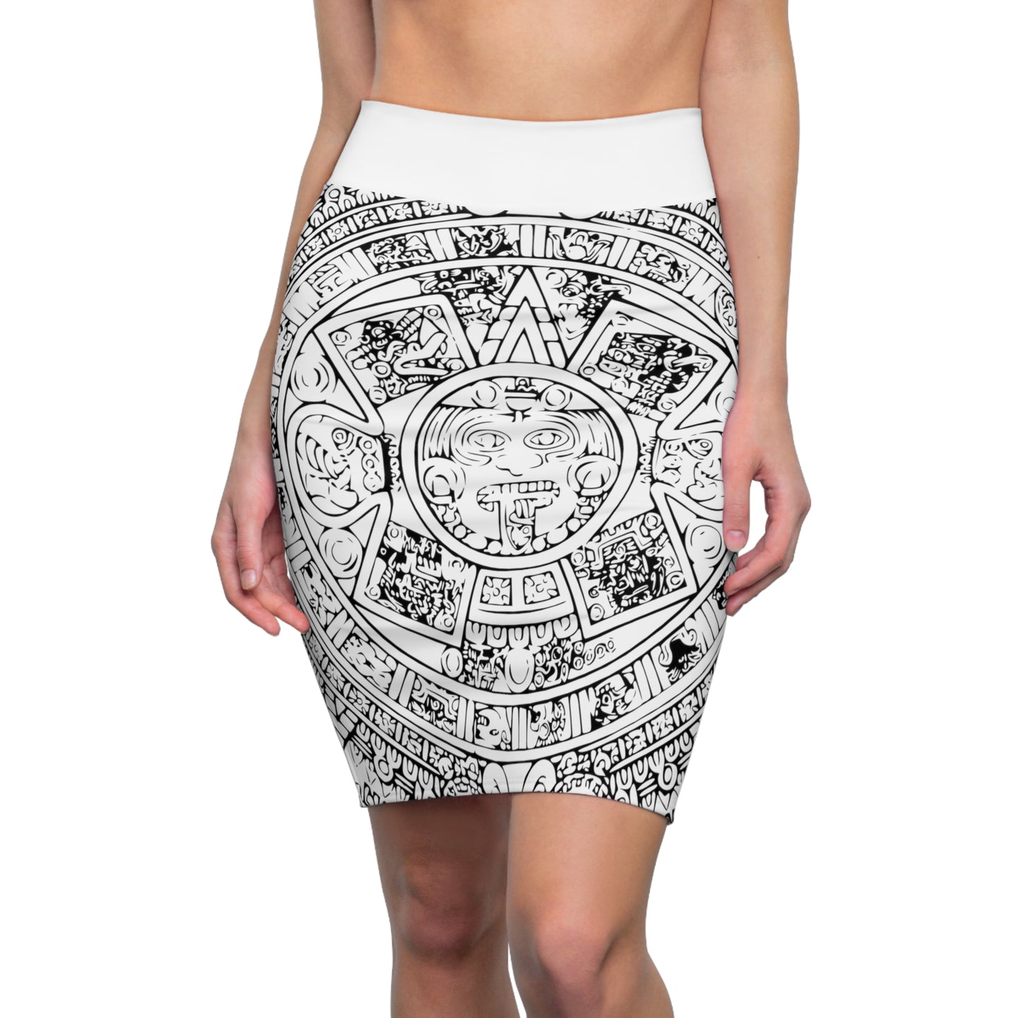 Aztec Art B/W # 1 / Women's Pencil Skirt (AOP)