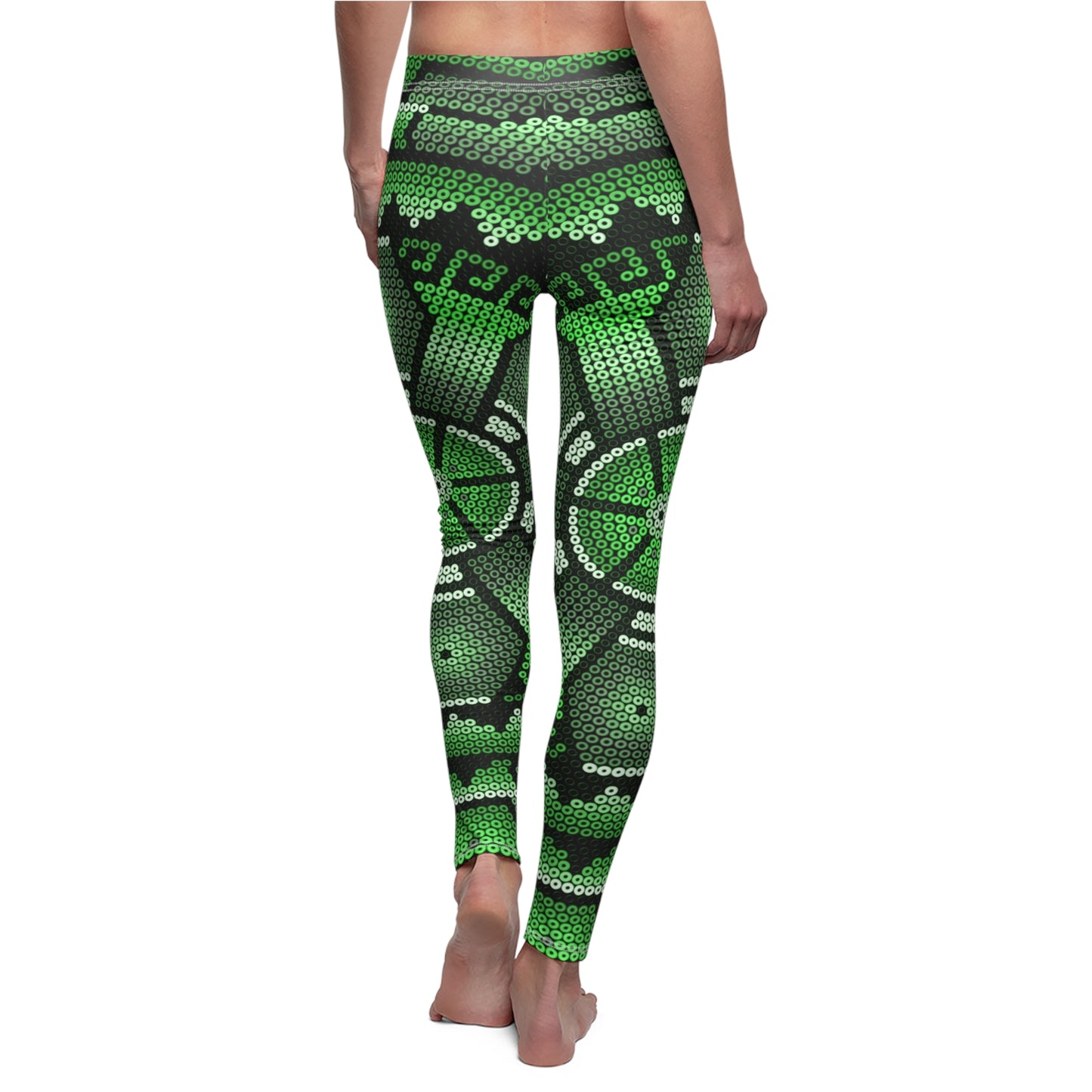 Huichol Art # 07 / Women's Cut & Sew Casual Leggings (AOP)